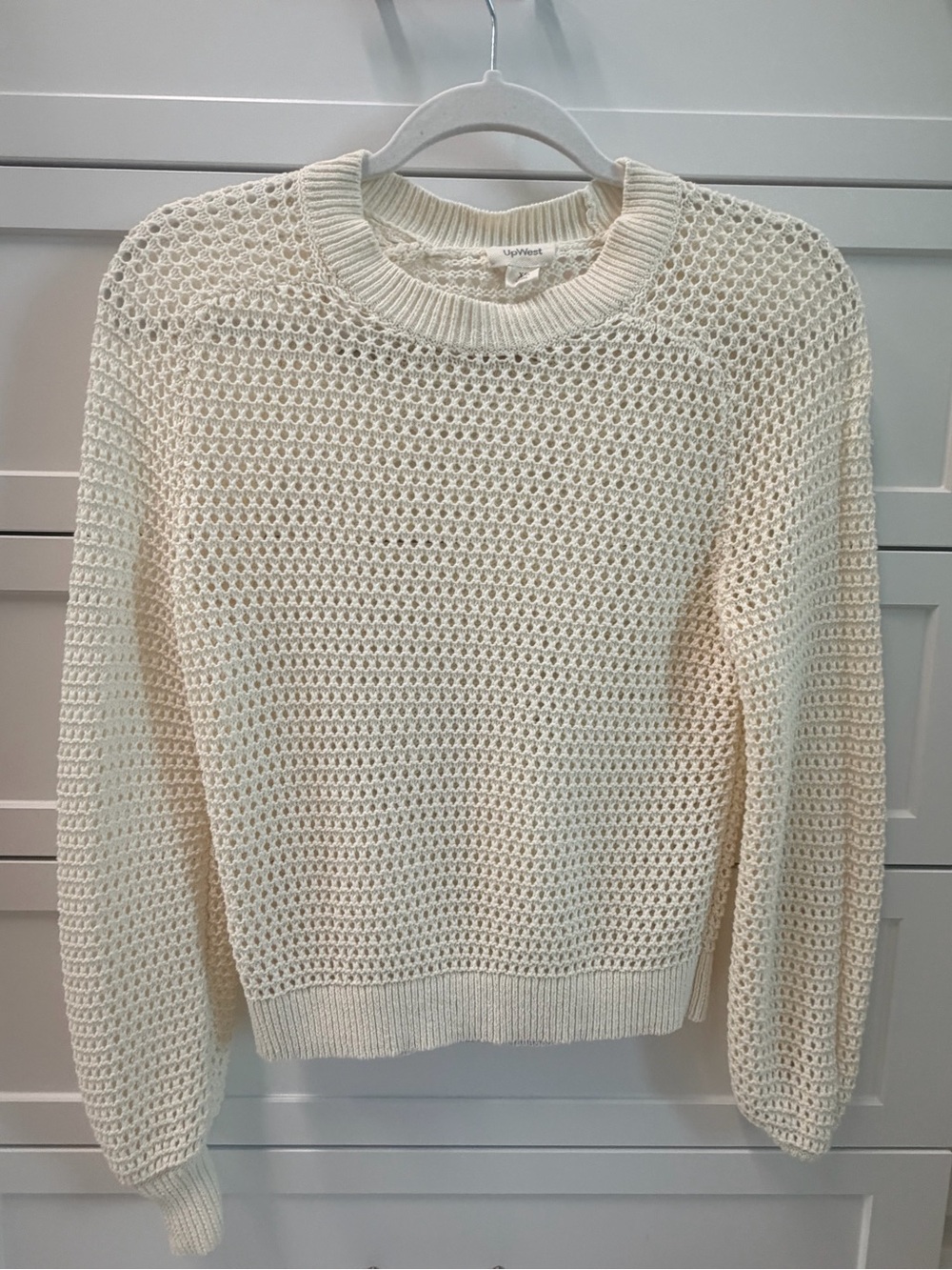 UpWest Open-Knit Cream Crewneck Sweater